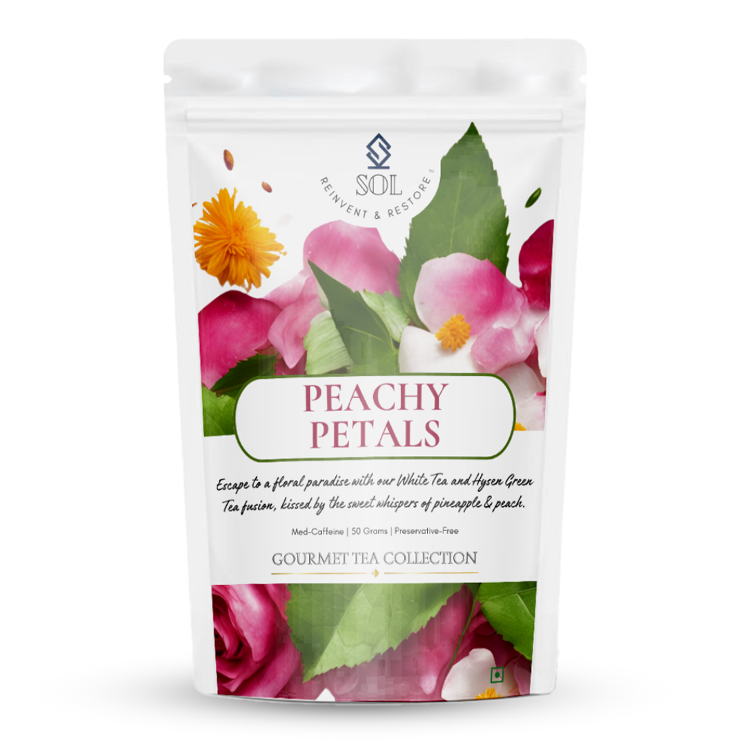 Peachy Petals White Tea - With Hyson Green Tea, Jasmine, Rose & Marigold