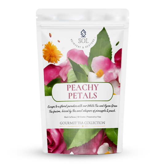 Peachy Petals White Tea - With Hyson Green Tea, Jasmine, Rose & Marigold