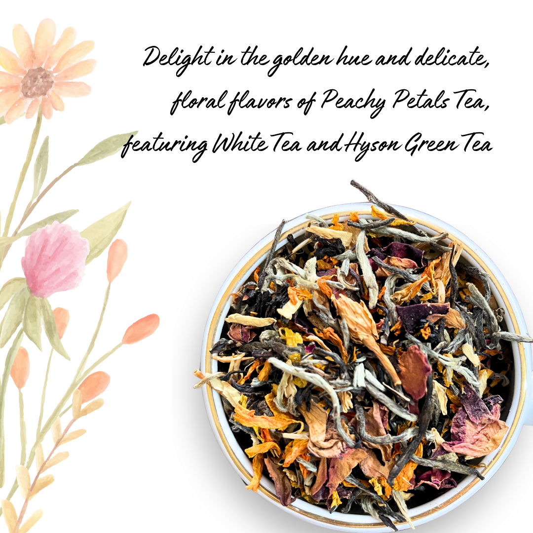 Peachy Petals White Tea - With Hyson Green Tea, Jasmine, Rose & Marigold