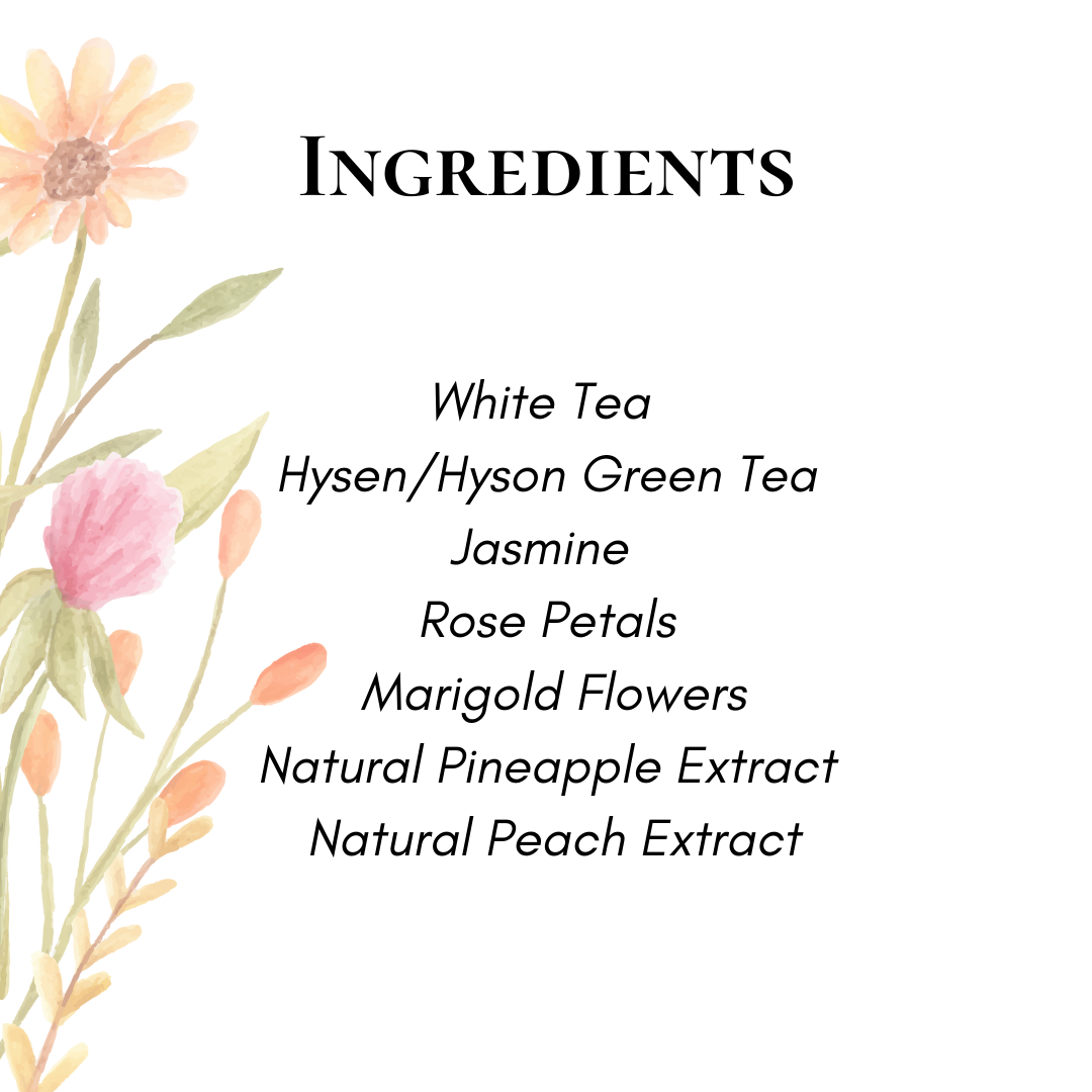 Peachy Petals White Tea - With Hyson Green Tea, Jasmine, Rose & Marigold
