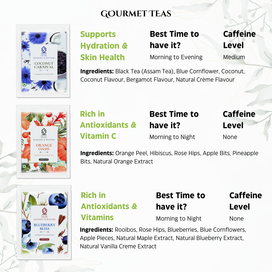 Wooden Herbal Tea Gift Box | 6 Flavours | Contains 60 Tea Bags